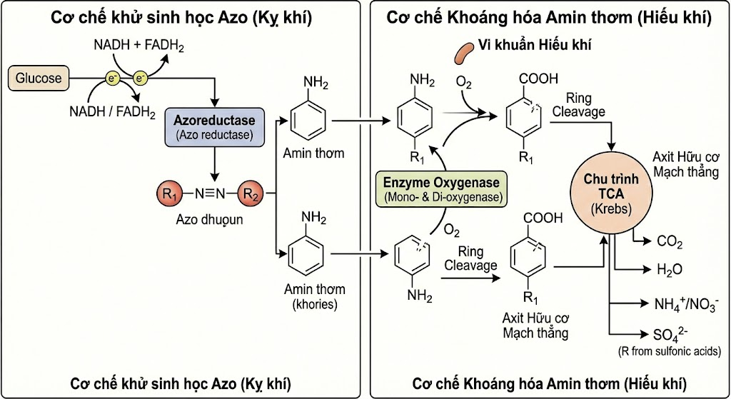 Cơ chế khử màu thuốc nhuộm azo bởi vi khuẩn kỵ khí và hiếu khí
